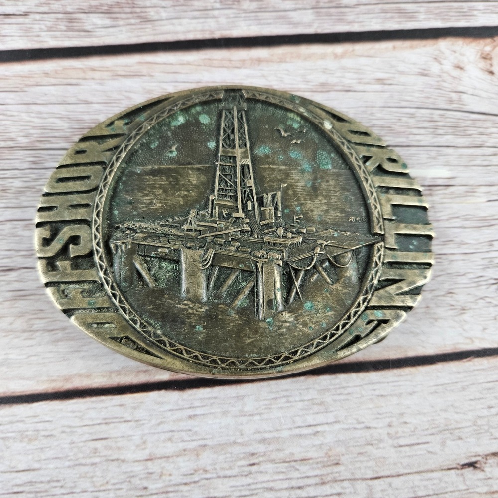 Award Design Medals Inc Offshore Drilling solid brass belt buckle petroliana‎